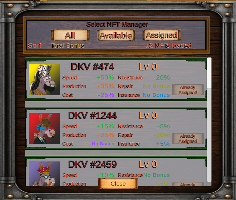 NFT Manager Select