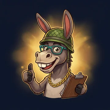 A donkey manager in an army helmet with a clipboard